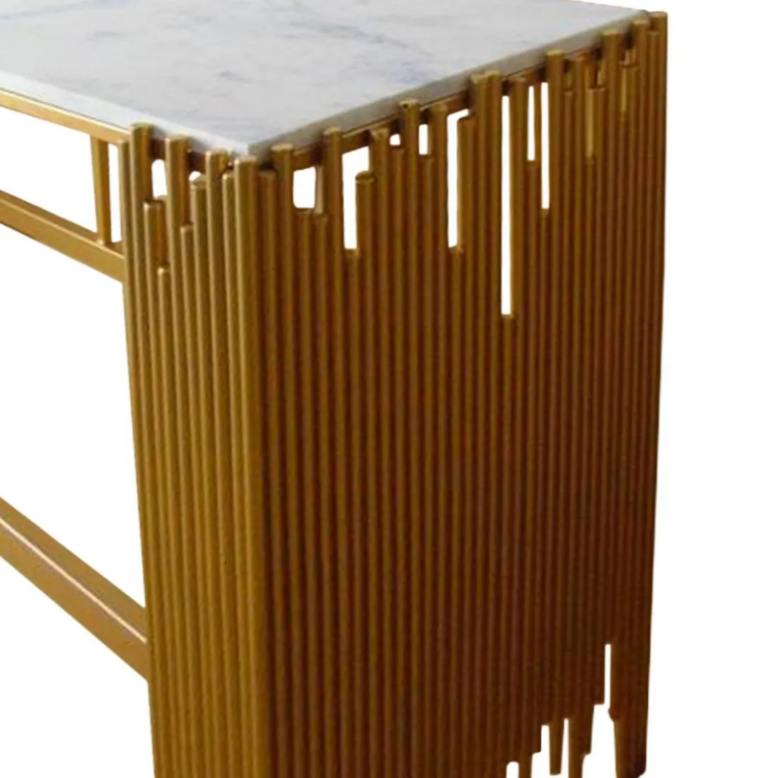 Console Design FALBALA En Marbre Blanc Et Métal Or