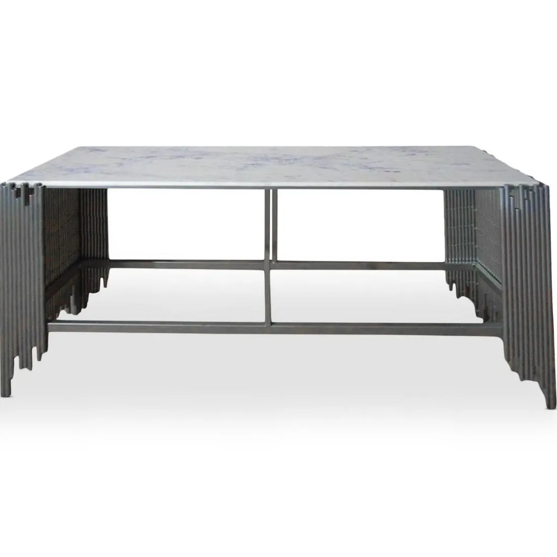 Console Design FALBALA En Marbre Blanc Et Métal Argent