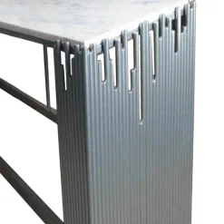 Console Design FALBALA En Marbre Blanc Et Métal Argent
