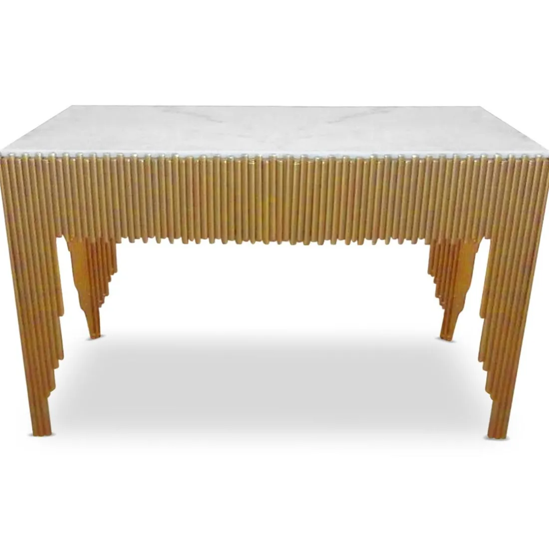 Console design GALANTINE Marbre Blanc pieds Or