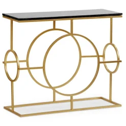 Console Design GATSBY Marbre Noir Et Métal Or