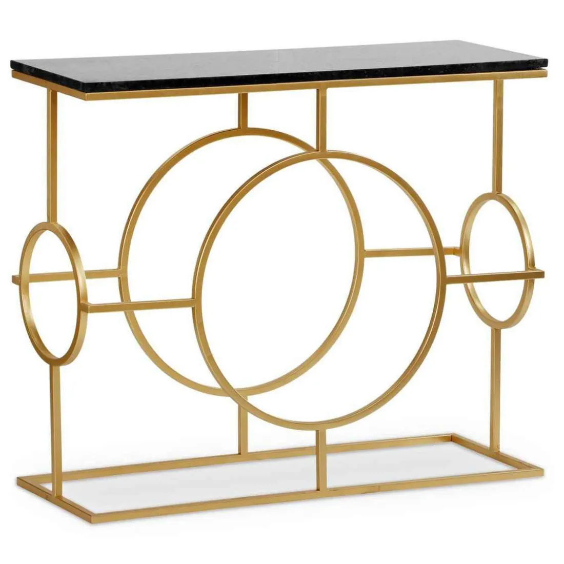 Console Design GATSBY Marbre Noir Et Métal Or