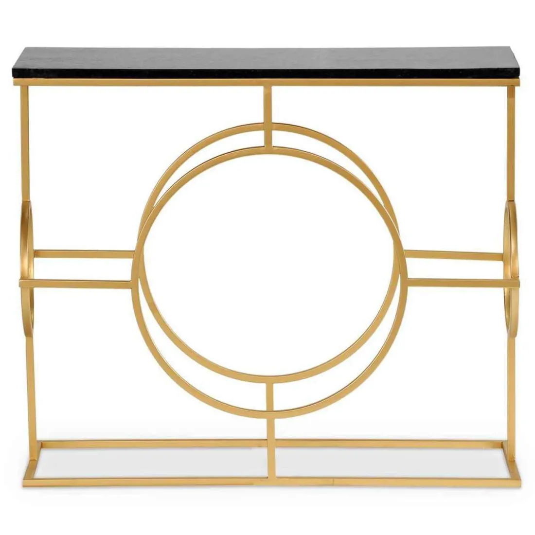 Console Design GATSBY Marbre Noir Et Métal Or
