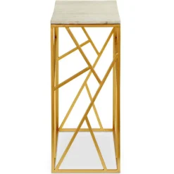 Console Design PUZZLE Marbre Et Métal Or