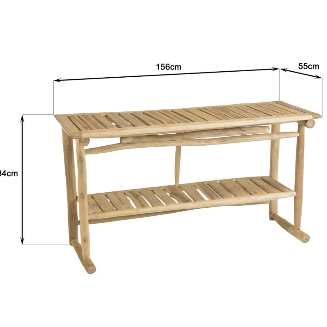 Console double plateau en branches de Teck naturel WILL Beige