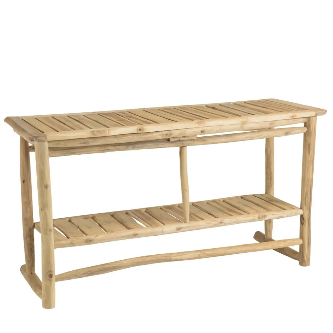 Console double plateau en branches de Teck naturel WILL Beige