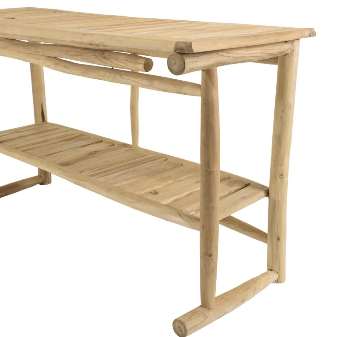 Console double plateau en branches de Teck naturel WILL Beige