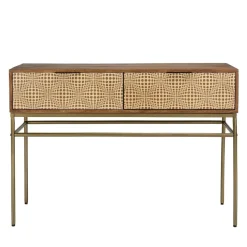 Console en bois de manguier 2 tiroirs motifs ethniques ALIX