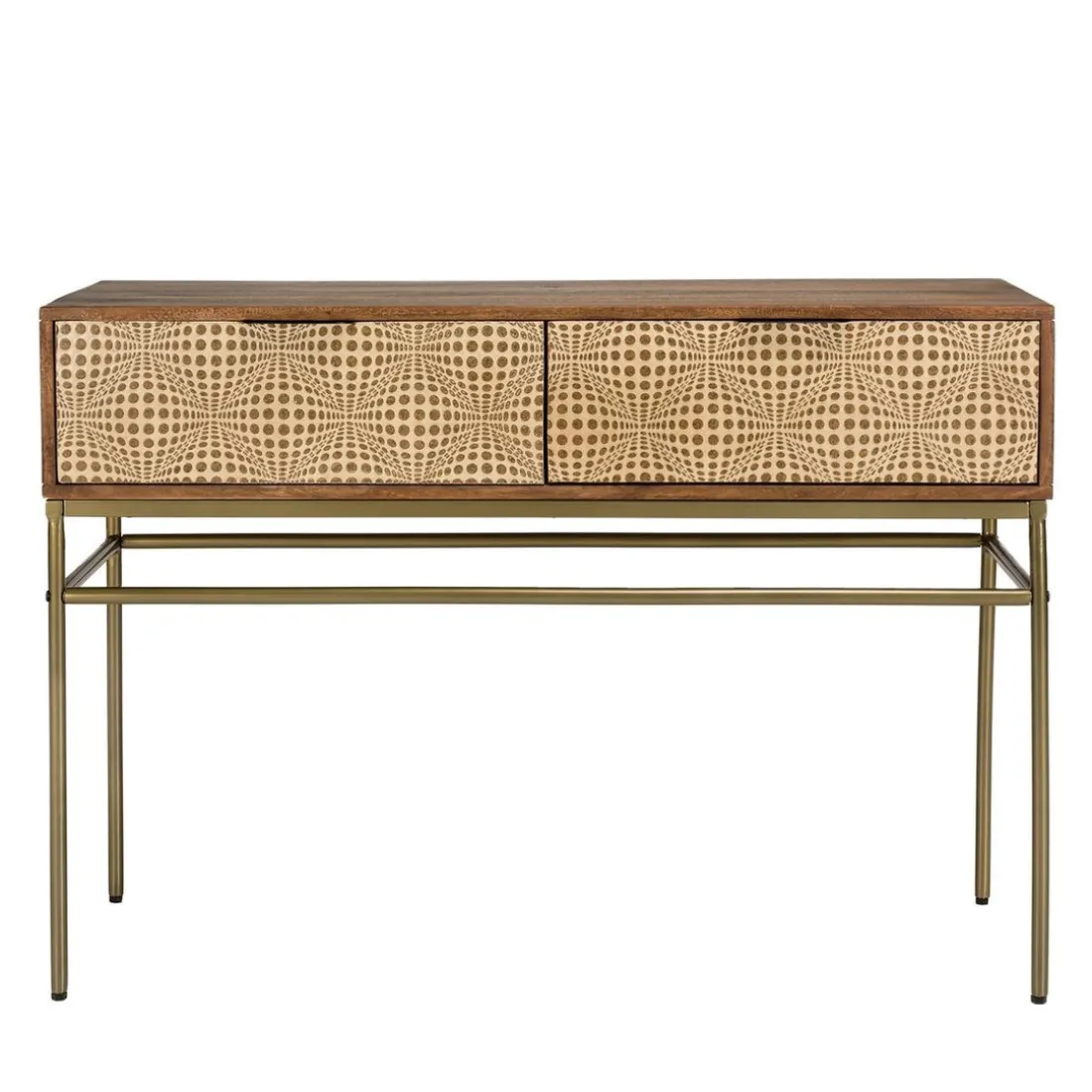 Console en bois de manguier 2 tiroirs motifs ethniques ALIX