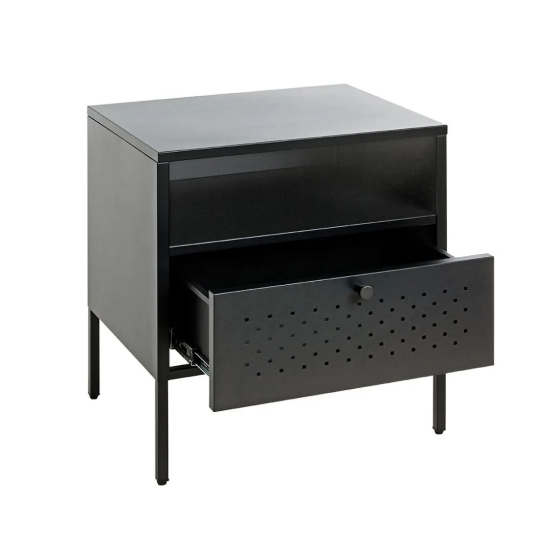 Console en métal avec tablette et tiroir noir