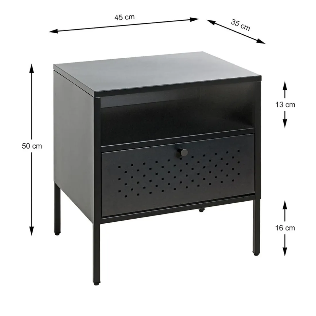 Console en métal avec tablette et tiroir noir