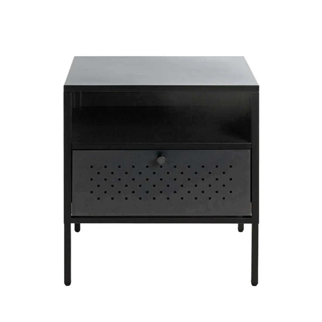 Console en métal avec tablette et tiroir noir
