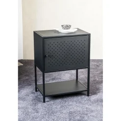 Console en métal avec étagère et porte noir
