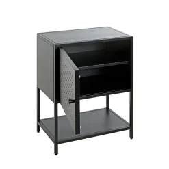 Console en métal avec étagère et porte noir