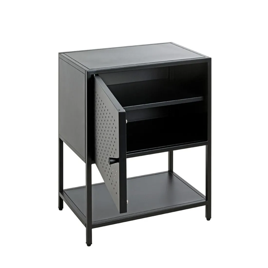 Console en métal avec étagère et porte noir