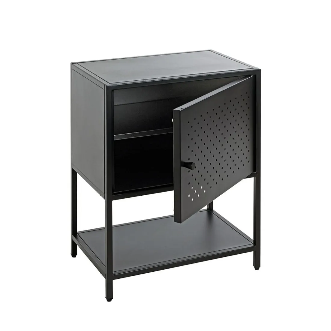 Console en métal avec étagère et porte noir
