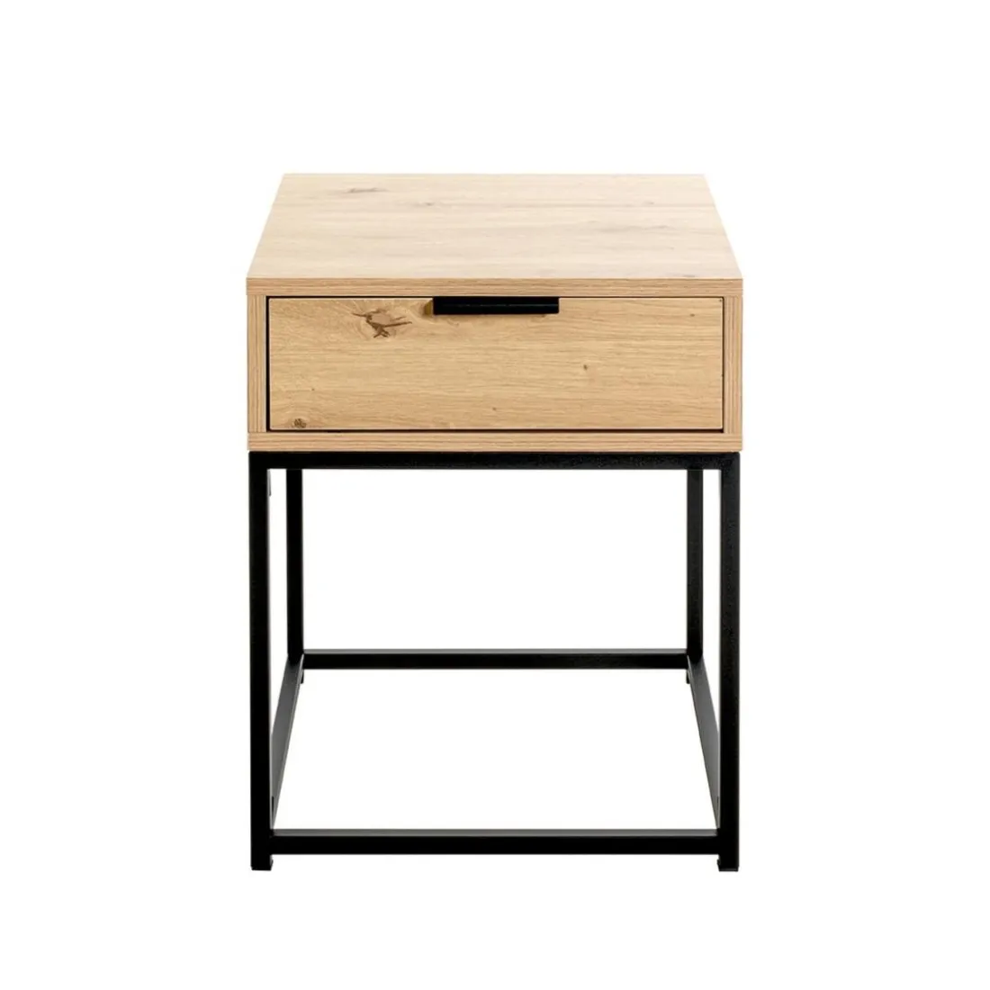 Console en métal noir avec corps et tiroir