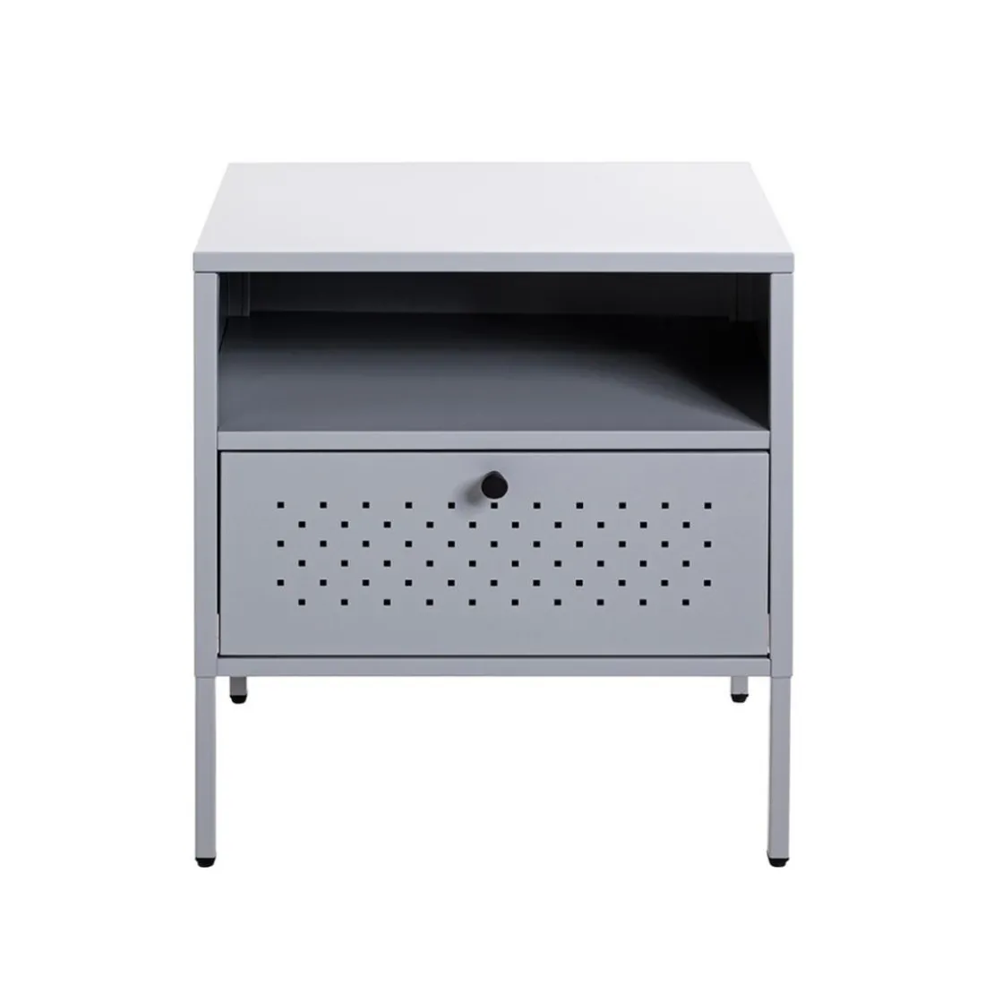 Console en métal tablette et tiroir gris