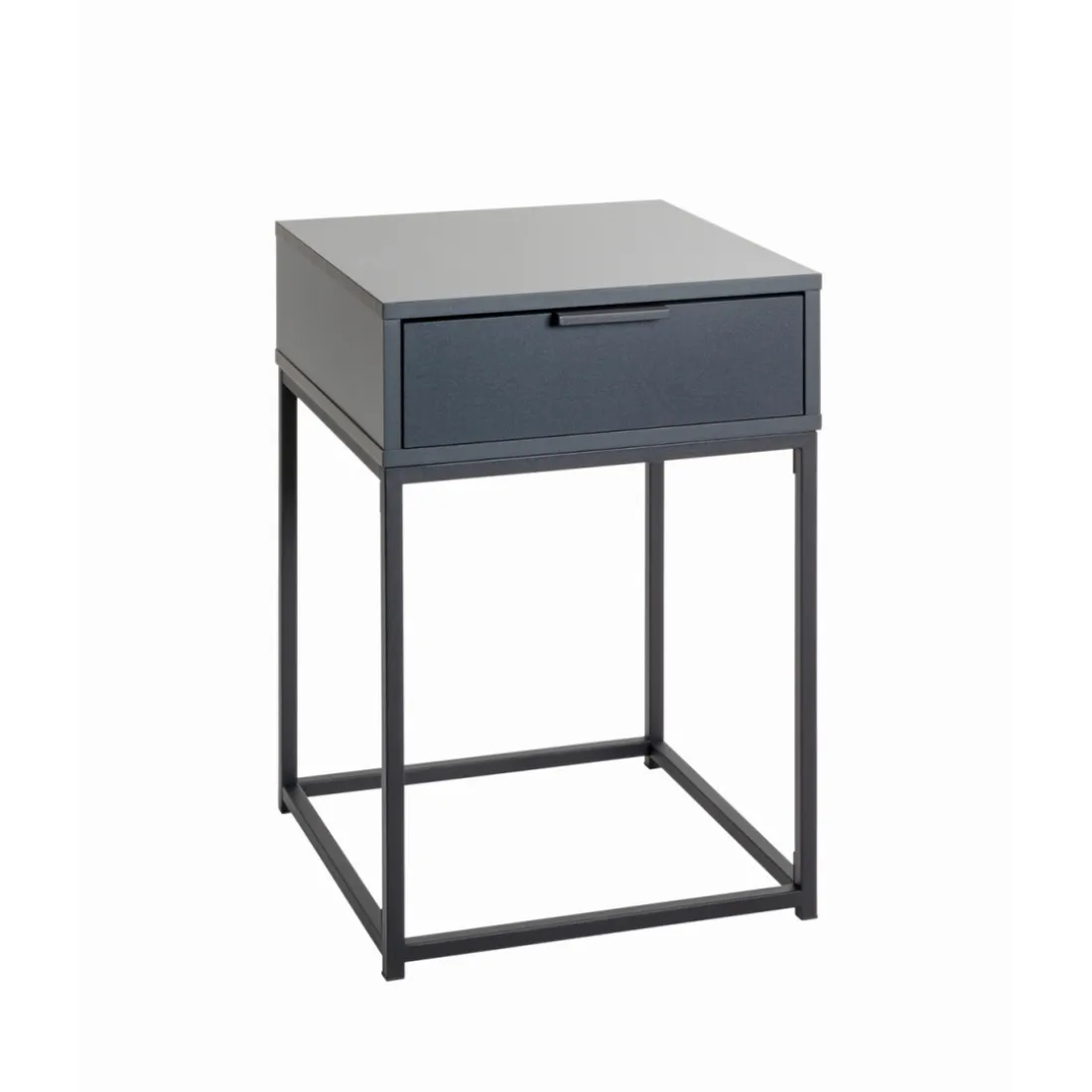 Console en panneau de particules avec décor en anthracite tube d'acier peint par poudrage en noir