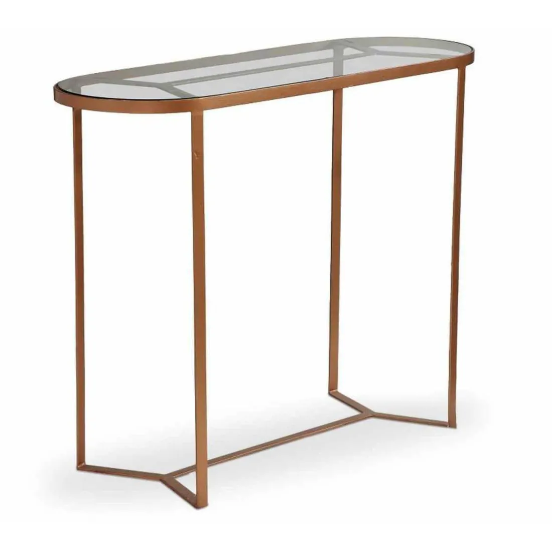 Console en Verre Et Métal Cuivré