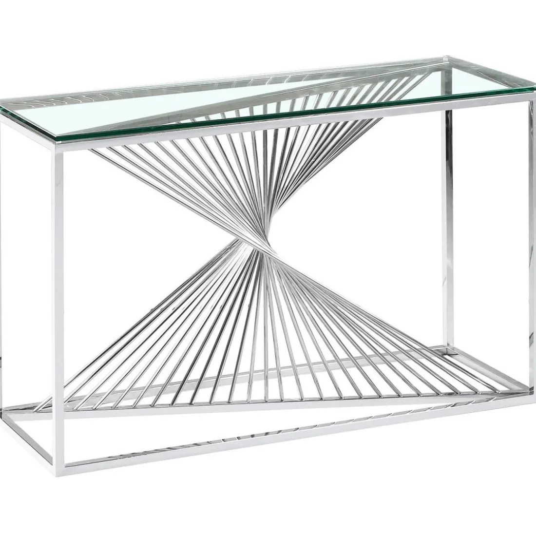 Console en Verre Transparent et Pieds Argent CLESSY