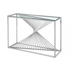 Console en Verre Transparent et Pieds Argent CLESSY