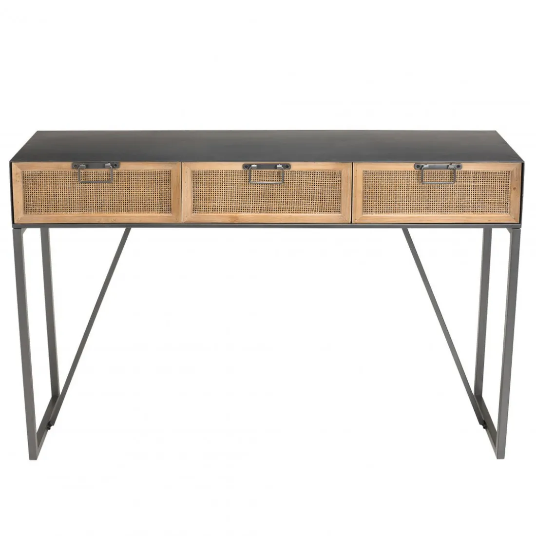 Console métal 3 tiroirs cannage - DORIA