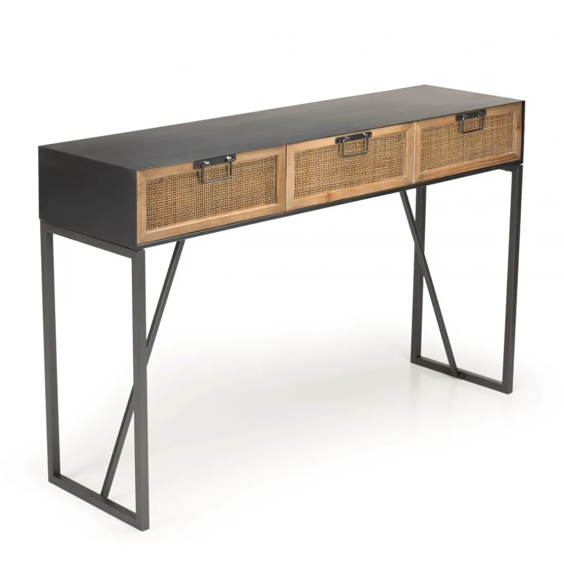 Console métal 3 tiroirs cannage - DORIA