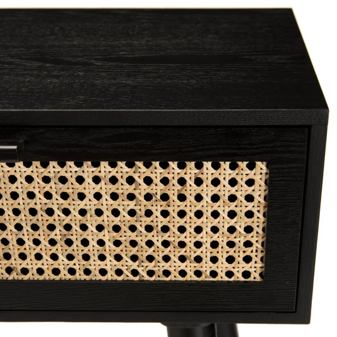 Console noire 2 tiroirs cannage - MIKEL