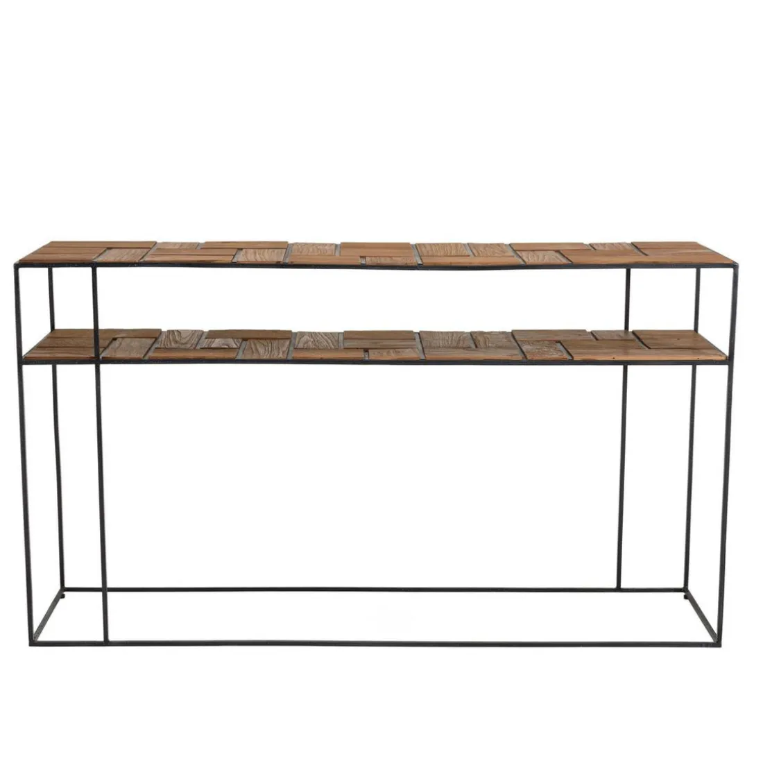 Console SIXTINE 2 plateaux teck et métal