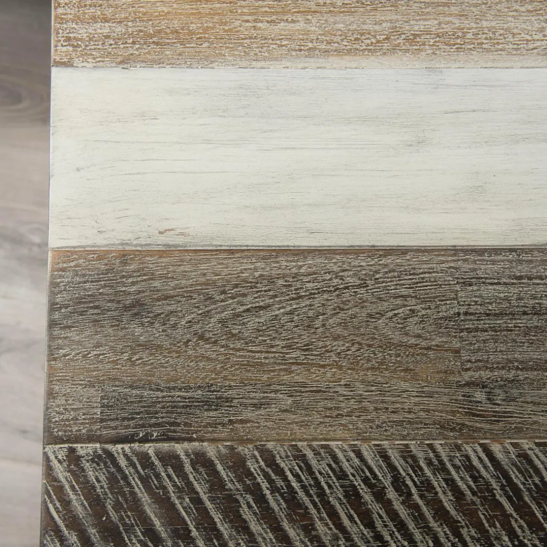 Console Teck et Acacia avec tablette bois et métal 120x80cm Takeo