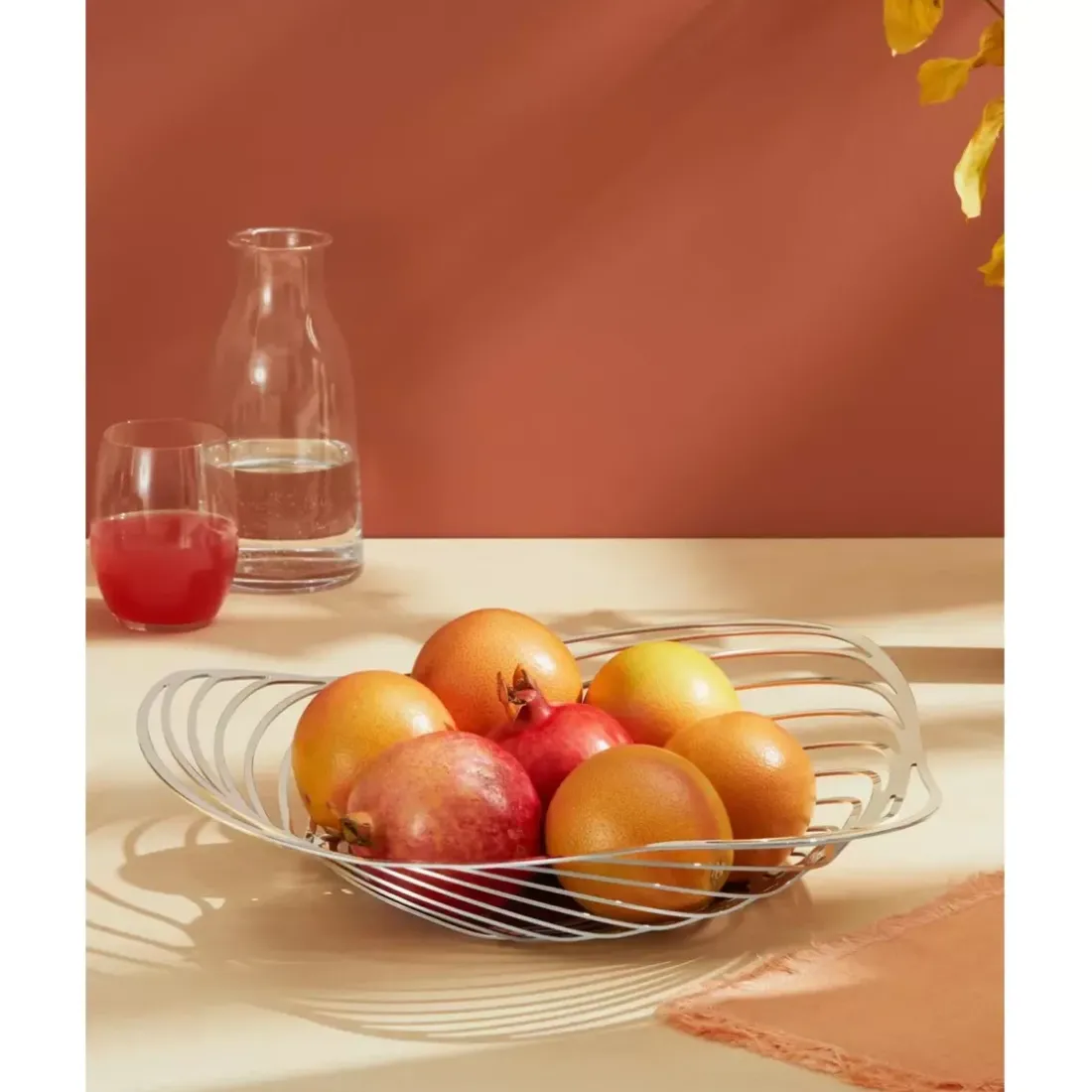 Corbeille à fruits argentée en acier Elvira