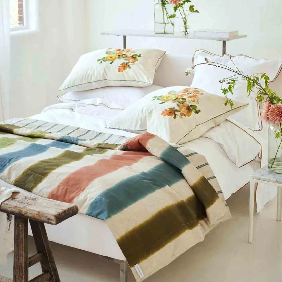 Courtepointe imprimée en percale de coton 140 x 200cm MIRMANDE MOSS-Multicolore