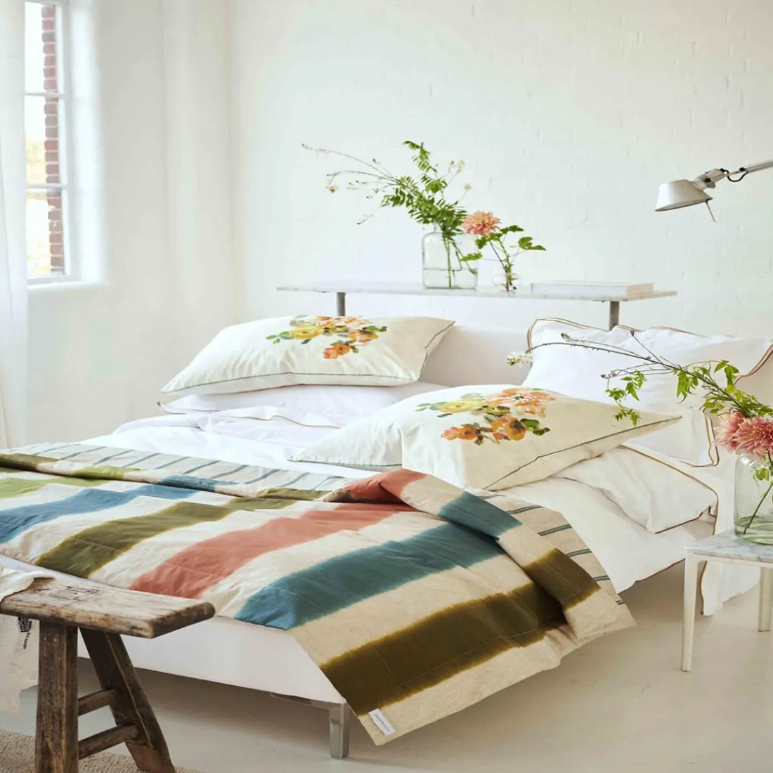 Courtepointe imprimée en percale de coton 140 x 200cm MIRMANDE MOSS-Multicolore