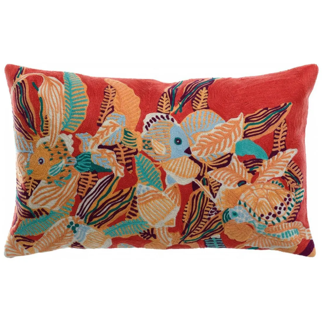 Coussin brodé DORI Papaye