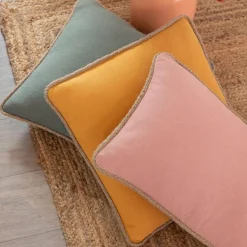 Coussin coton recyclé CORDIA vert kaki