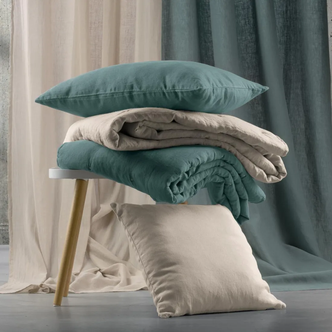 Coussin en lin uni Zeff Craie