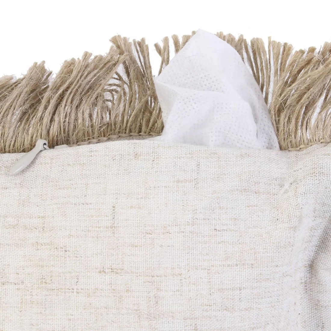 Coussin Raphia Dehoussable Naturel 40x40cm