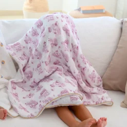 Couverture Hiver pour bébé Jouy rose
