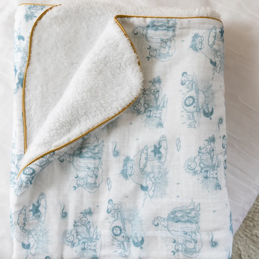 Couverture Hiver pour bébé Jouy bleu