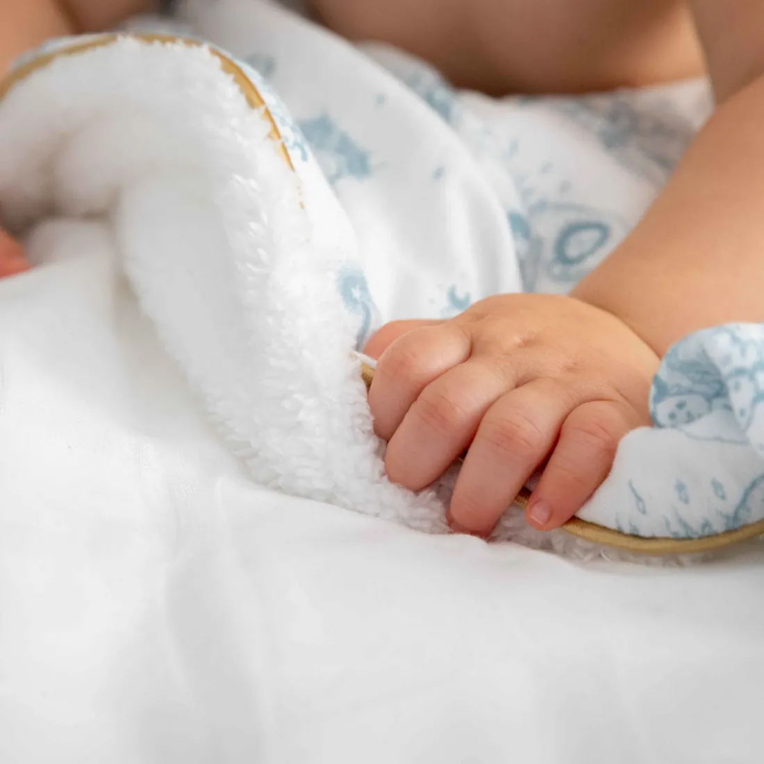 Couverture Hiver pour bébé Jouy bleu