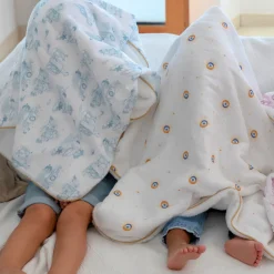 Couverture Hiver pour bébé Jouy bleu