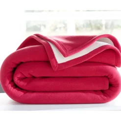 Couverture Polaire Bicolore Framboise & Naturel