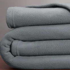 Couverture POLAIRE UNIE microfibre tempérée gris
