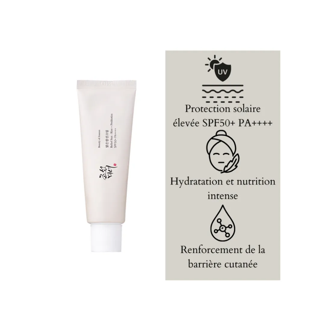 CRÈME SOLAIRE RÉPARATRICE RIZ + PROBIOTIQUES (SPF50+ PA++++)