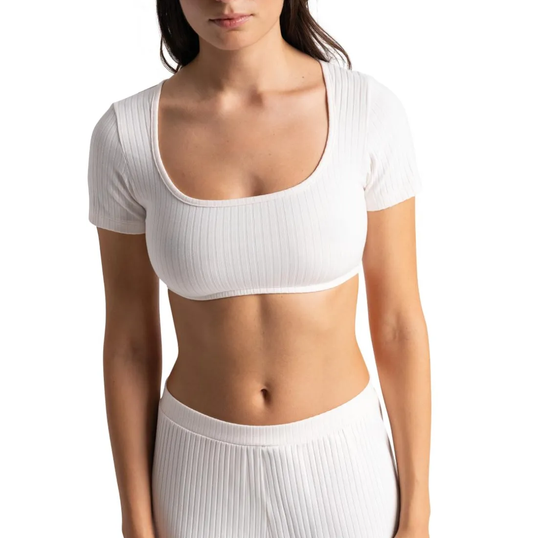 Crop-top manches courtes blanc