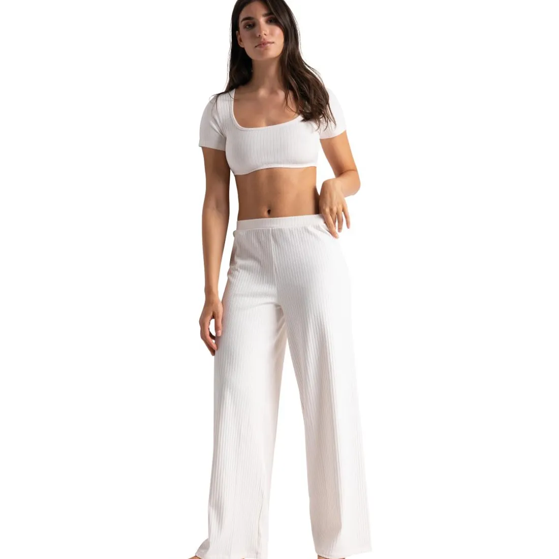 Crop-top manches courtes blanc