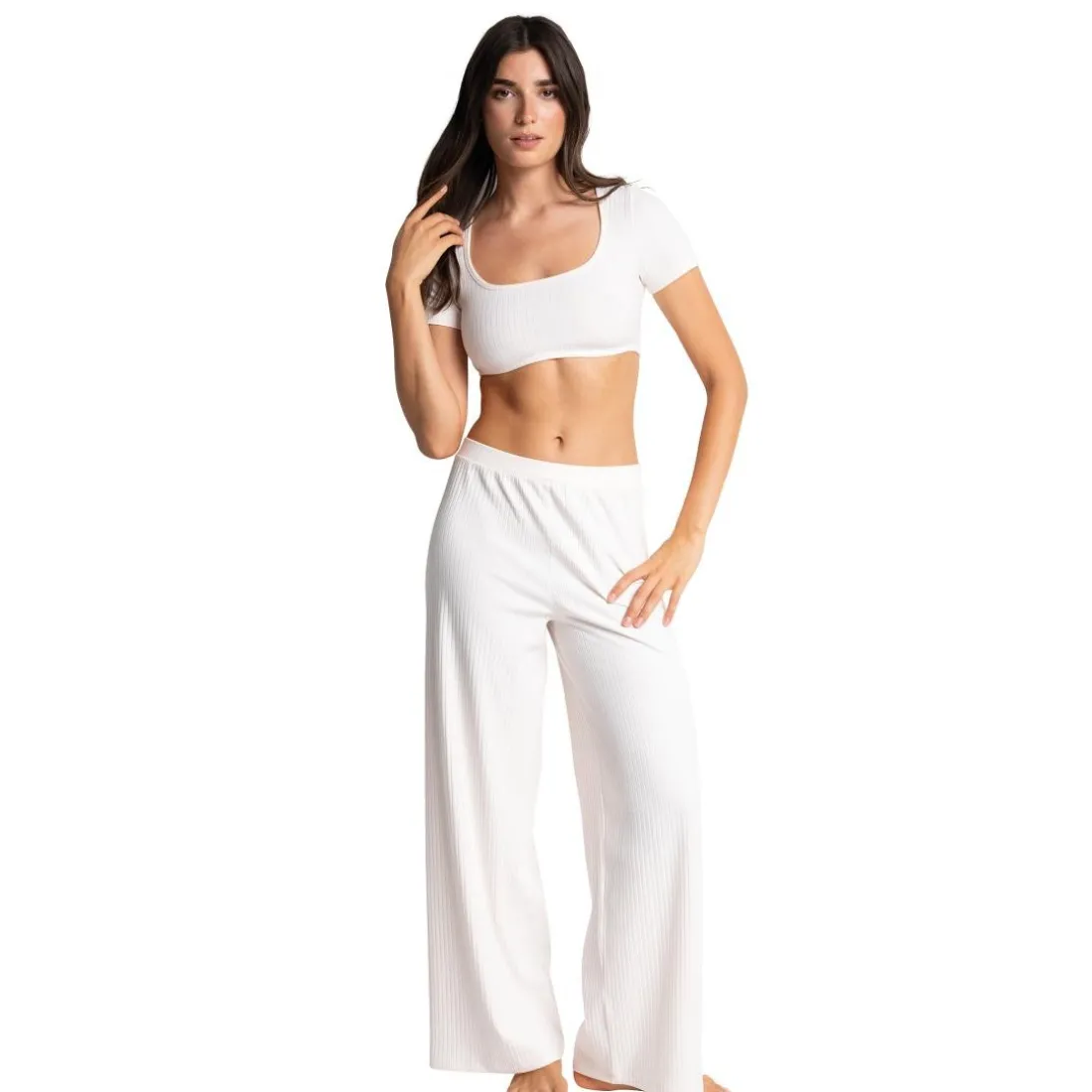 Crop-top manches courtes blanc