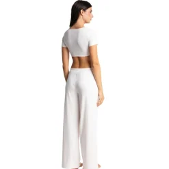 Crop-top manches courtes blanc