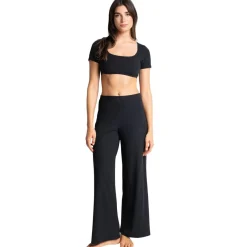 Crop-top manches courtes noir